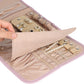 BELALIFE Travel Jewelry Case Organizer, Foldable Storage Roll for Earrings, Necklaces, Rings, Bracelets, Brooches, Peach Pink
