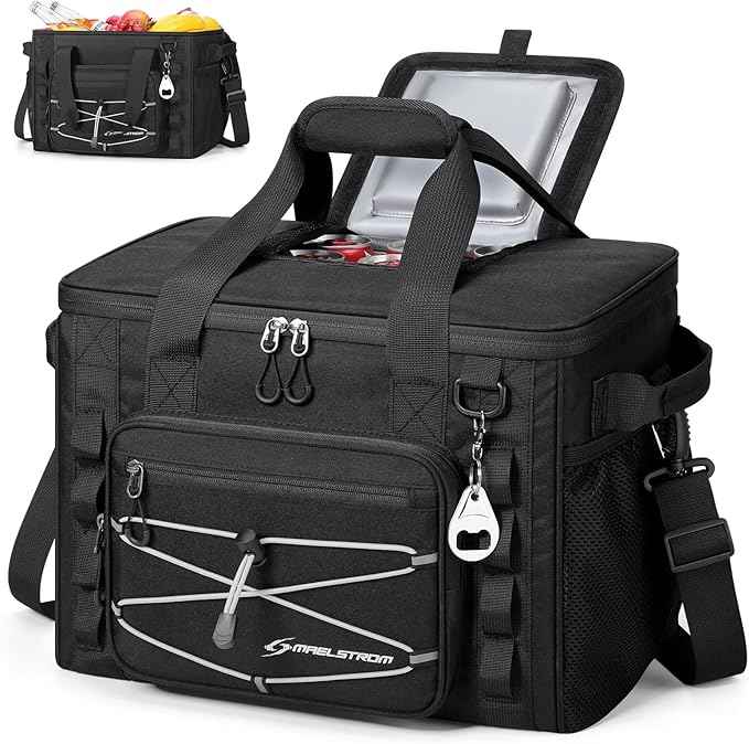 Maelstrom Soft Sided Cooler Bag, 30/40 Can Collapsible Insulated Ice Chest, Large Leakproof Portable Storage for Camping, Travel, Kayaking & Beach