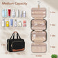 Wedama Toiletry Bag for Women, Hanging Travel Toiletry Bag with Jewelry Organizer Compartment Medium Makeup Bag, PVC Waterproof Cosmetic Travel Bag Trips Camping Bathroom, Black+Brown - Roamly