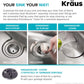 KRAUS Dex 25-Inch Undermount Single Bowl TRU16 Gauge Stainless Steel Kitchen Sink with DrainAssure WaterWay and VersiDrain Assembly in Radiant Pearl Finish, KD1US25B