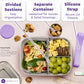 Everusely - Bento Box - Lavender, 47oz / 1.4 L - Stainless Steel Lunch Box with Leakproof Condiment Container - 3 Compartment Snack Organizer for On the Go Meals - Freezer & Dishwasher Safe