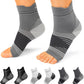 Plantar Fasciitis Sock (6 Pairs) for Men and Women, Compression Foot Sleeves with Arch and Ankle Support (Black, Gray, White, X-Large)