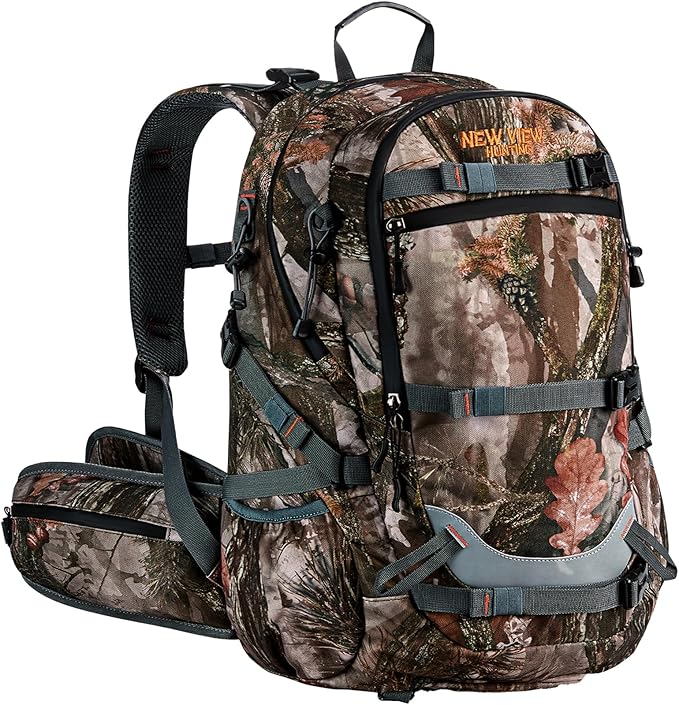 NEW VIEW Hunting Backpacks for Men 35L, Camo Backpack for Hunting with Rifle Bow Gun Holder, Waterproof Hunting Pack with Rain Rover