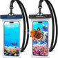 UNBREAKcable Waterproof Phone Pouch-2 Pack IPX8 Waterproof Phone Case for iPhone 16 15 14 13 12 11 Pro Max & Samsung S25 S24-Dry Bag & Travel Essentials for Beach, Pool, Kayak & Cruise-7" Black+Blue