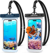 UNBREAKcable Waterproof Phone Pouch-2 Pack IPX8 Waterproof Phone Case for iPhone 16 15 14 13 12 11 Pro Max & Samsung S25 S24-Dry Bag & Travel Essentials for Beach, Pool, Kayak & Cruise-7" Black+Blue