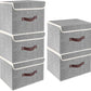 TYEERS Foldable Storage Boxes with Lids 5 Pack Fabric Storage Bins with Lids, Closet Organizers for Clothes Storage, Room Organization, Office Storage, Toys - Gray