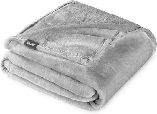 Bare Home Fleece Blanket - Throw/Travel - Ultra-Soft Lightweight for Bed, Sofa, and Couch - Luxury Microplush - Cozy Warm Blanket (Throw/Travel, Light Grey)