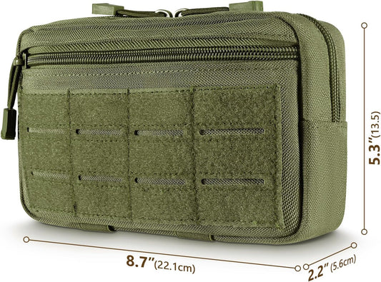 Tactical Molle Admin Pouch Utility Laser Cut EDC Tool Pouch Bag Horizontal Modular Pouches Include US Flag Patch and Keychain