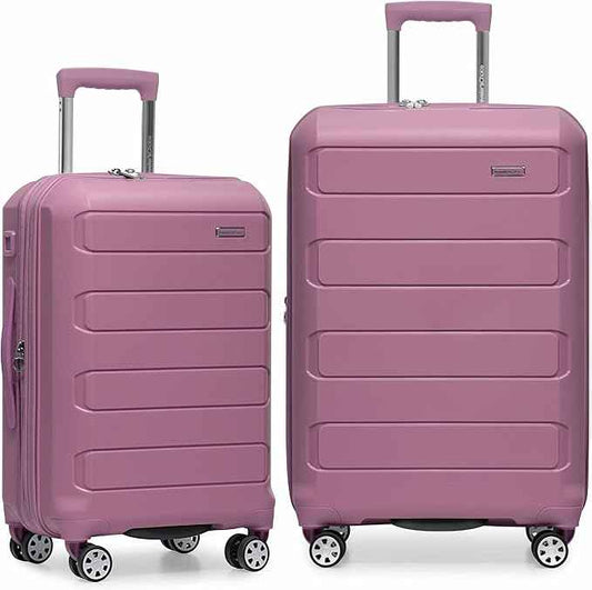 Traveler's Choice Pagosa Hardshell Expandable Luggage with Spinner Wheels, Mauve, 2-Piece Set (22/26)