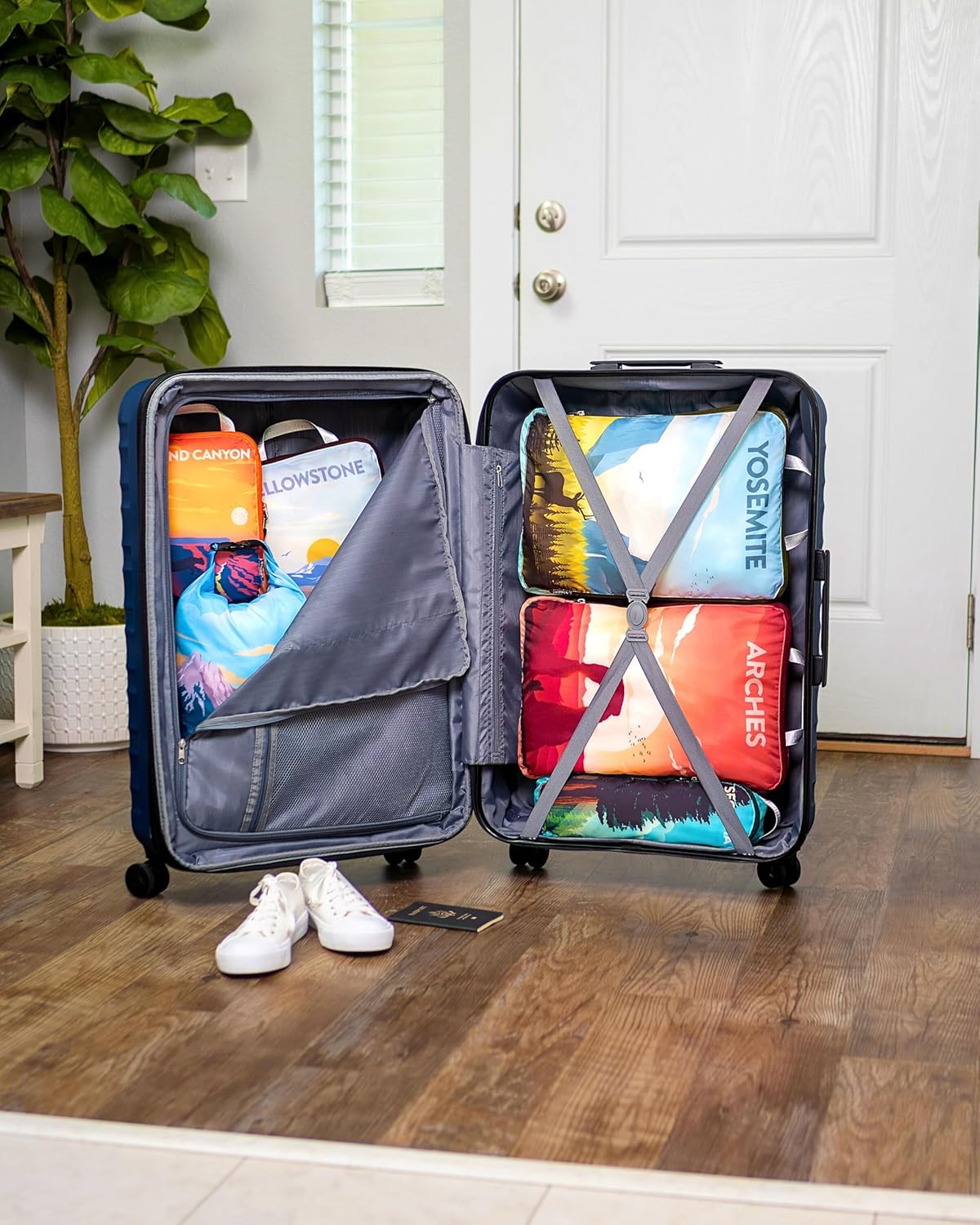Large Compression Packing Cubes for Travel-Packing Cube Luggage Organizers 7 Piece Set for Checked Luggage-Ultralight, Expandable/Compression Bags by TRIPPED Travel Gear (National Parks) - Roamly