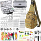 Sosation 482 Pcs Fishing Gifts for Men Fishing Sling Bag Tool Gear Equipment Accessories Kit Fish Backpack Tackle Box with Tackle Included Fish Hook Remover Tool Lures Lip Gripper