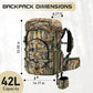 Kalkal Hunting Backpack with Buckle Quick-Release Rifle System, 42L Waterproof Silent Camo Bow Hunting Pack with Rain Cover