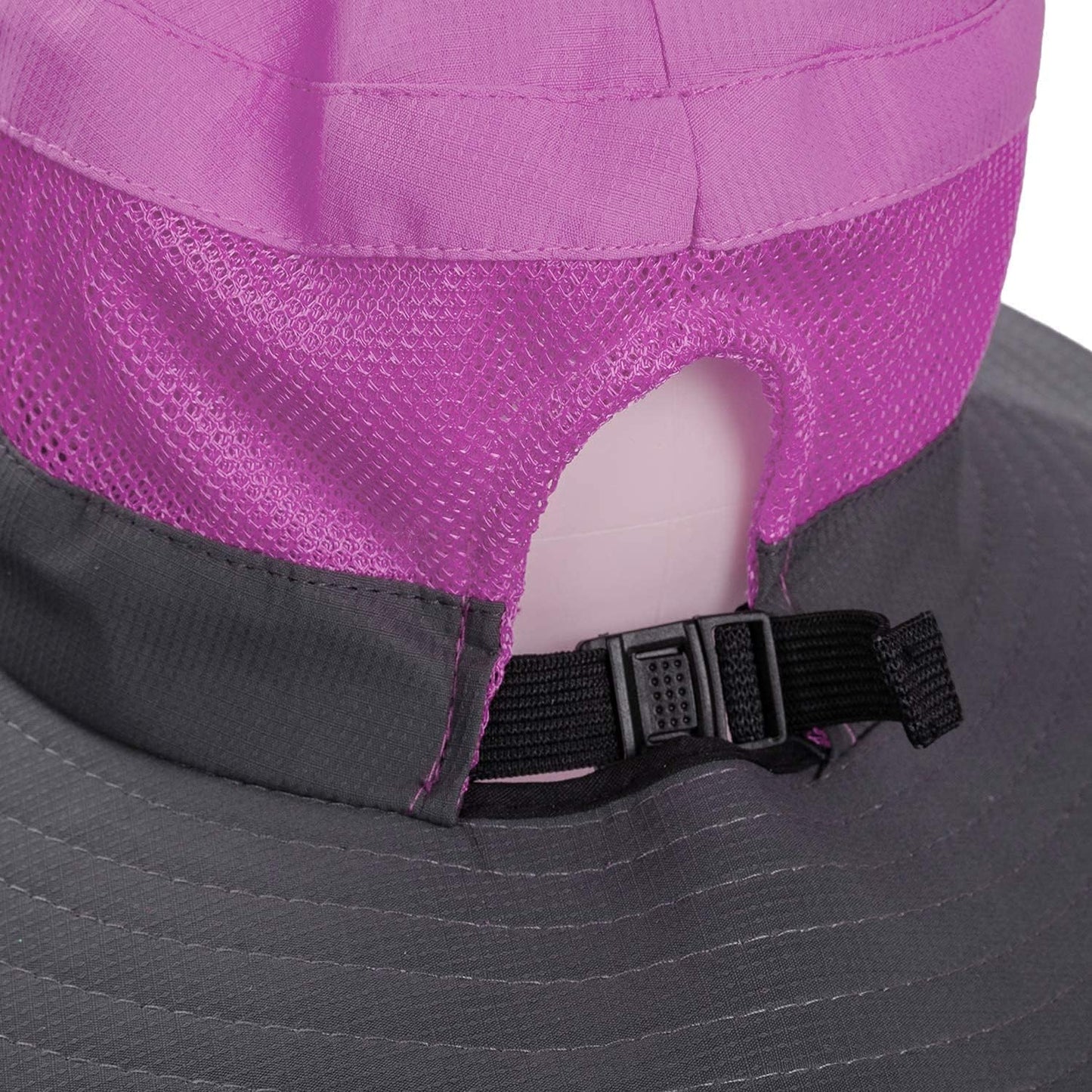 Rosoz Ponytail Sun Bucket Hats for Women UV Protection Foldable Mesh Wide Brim Hiking Beach Fishing Summer Safari