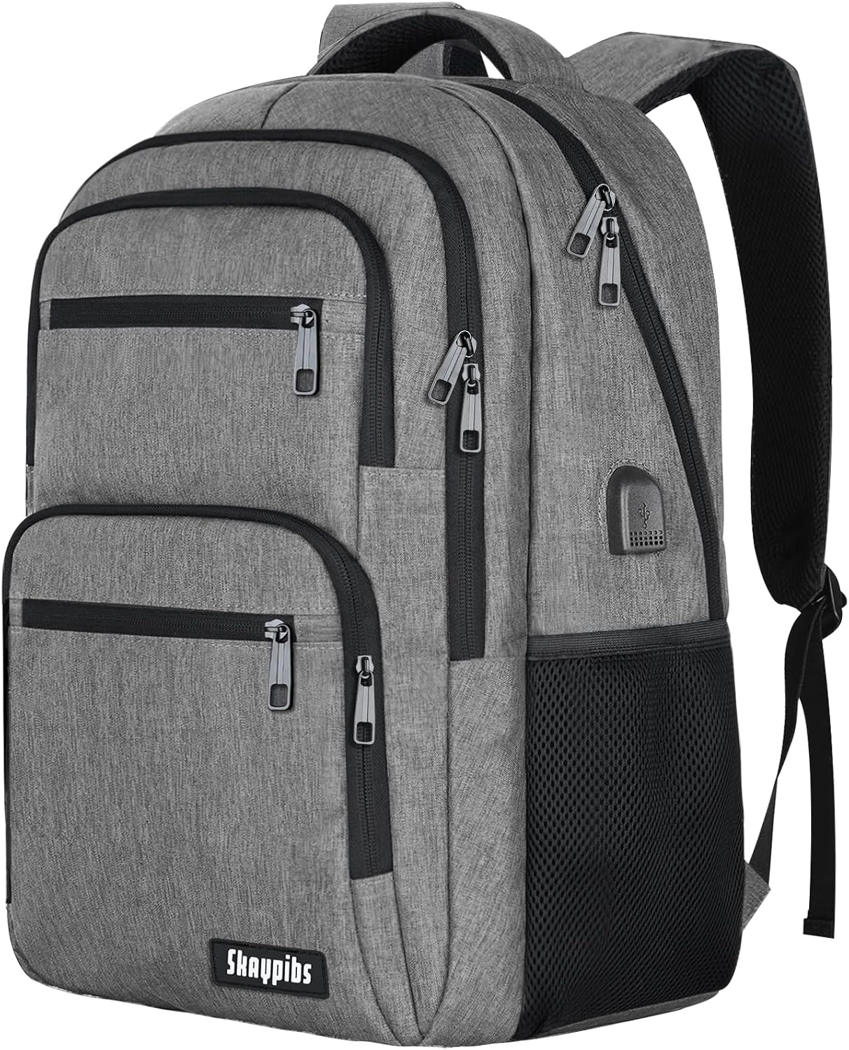 Travel Laptop Backpack, Business Carry on Backpack Flight Approved Backpack, Large Travel Work Backpacks for Men Women with USB Charger Port, Rucksack Bag, Mochila de viaje, Grey - Roamly