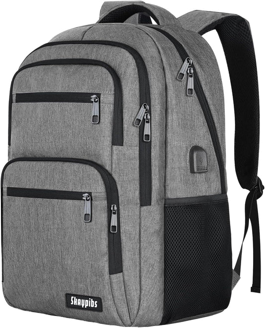 Travel Laptop Backpack, Business Carry on Backpack Flight Approved Backpack, Large Travel Work Backpacks for Men Women with USB Charger Port, Rucksack Bag, Mochila de viaje, Grey - Roamly
