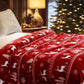 PHF Printed Fleece Blanket Twin Size, No Shed No Pilling Ultra Soft Plush Cozy Xmas Prints Theme Home Décor Flannel Blanket for Bed, Sofa, Couch and Gift, 66" x 90", Reindeer and Trees, Red