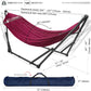 Tranquillo Universal Double Hammock with Stand Included for 2 Persons/Foldable Hammock Stand 600 lbs Capacity Portable Case - Inhouse, Outdoor, Camping, Red