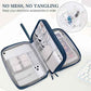 FYY Electronic Organizer, Extra Large Travel Cable Organizer Bag Pouch Portable Waterproof Double Layers All-in-One Storage Bag for iPad, Cable, Power Bank, Laptop Charger for Office/Home, Navy