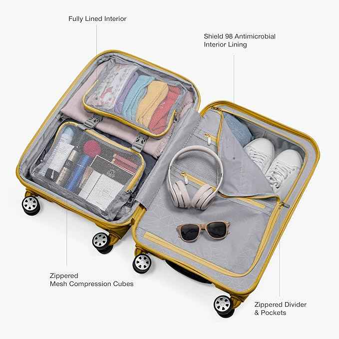 Traveler's Choice Pagosa Hardshell Expandable Luggage with Spinner Wheels, Yellow, 2-Piece Set (22/26)
