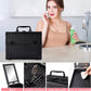 Makeup Train Case, Portable Makeup Case with Mirror, 2-Trays Cosmetic Organizer Case,Nail Polish Organizer, Travel Makeup Box, Profesional for Salon Barber, Black