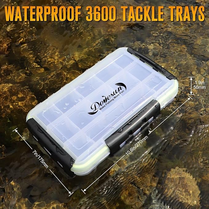 Dovesun Small Fishing Backpack with Tackle Boxes Fishing Sling Bag DIY Embroidery Patches Tackle Bag Gift for Men Black