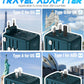 Universal Travel Adapter with 6.0A 3X 3.0A USB-C Ports, 2X 2.4A USB-A Ports and Multi AC Outlets, International Power Plug Adapter Worldwide Travel Charger for EU UK AUS USA (Type C/G/I/A Plug)