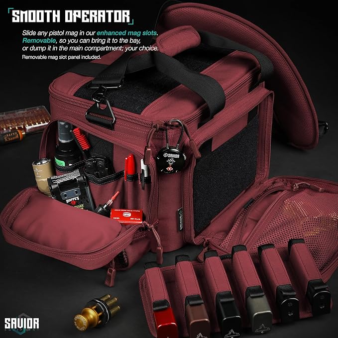 Savior Equipment Specialist Series Tactical Triple Pistol Shooting Range Hunting Duffle Bag Gun Carrying Case, Rigid Compartment Frame, Lockable Zippers