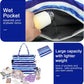 Waterproof Beach Tote Pool Bags for Women Ladies Extra Large Gym Tote Carry On Bag With Wet Compartment for Weekender Travel