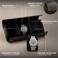 Bey-Berk Milani Leather Watch Roll - Luxury 3 Watch Travel Case for Men, Women, Genuine Leather with Soft Velour Lining and Snap Closure - Black