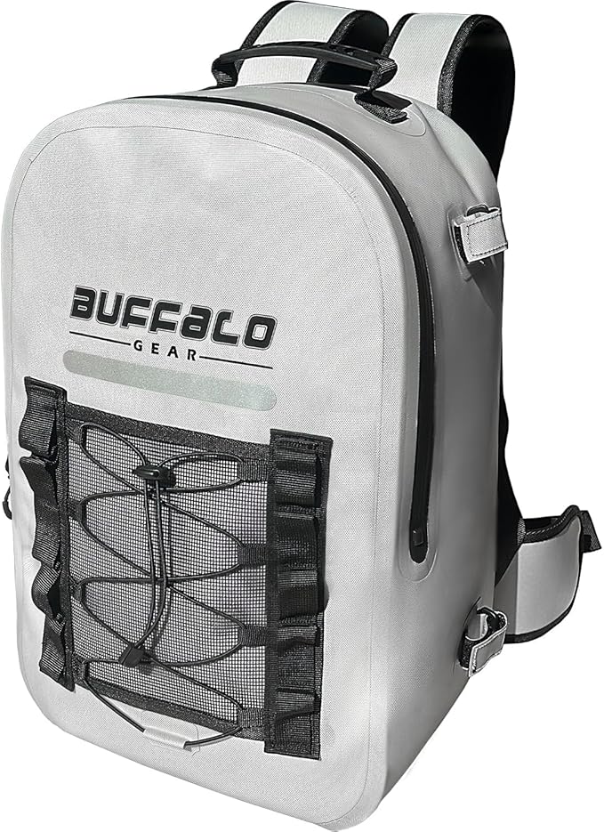 Buffalo Gear Waterproof Fishing Backpack With Rod Holder, 26L Fly Tackle Storage for Fishing
