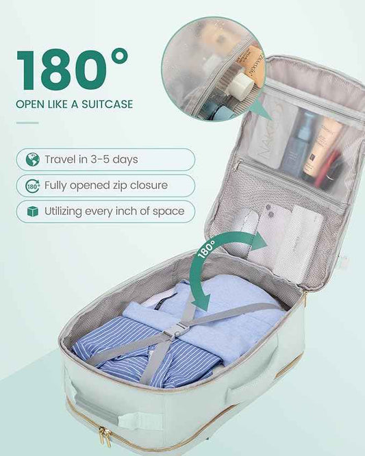 LOVEVOOK Travel Backpack for Women & Men 40L,Airline Approved Carry On Backpack Travel Essentials,TSA Carry on Luggage,Waterproof Personal Item Travel Bag Suitcase,3 Packing Cubes,Turquoise-Turquoise