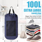 Portable with Adjustable Shoulder Straps Travel Dirty Laundry Bag,with Drawstring Closure & Mesh Pocket Backpack Laundry Bag for College,Apartment,Camping(Dark Blue)