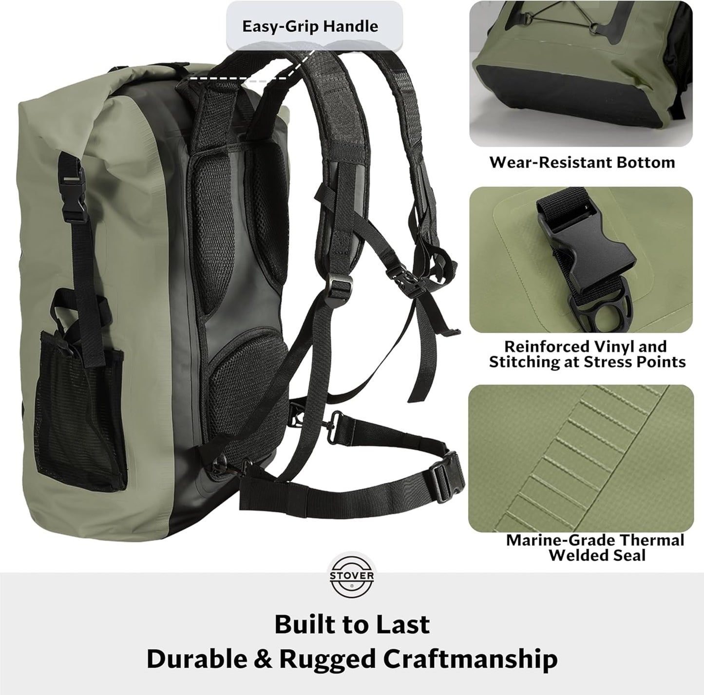 STOVER 5/10/25/30/40/55L Waterproof Backpack- Floating Dry Bag for Kayaking, Travel, Beach, Hiking, & Camping, Men/Women