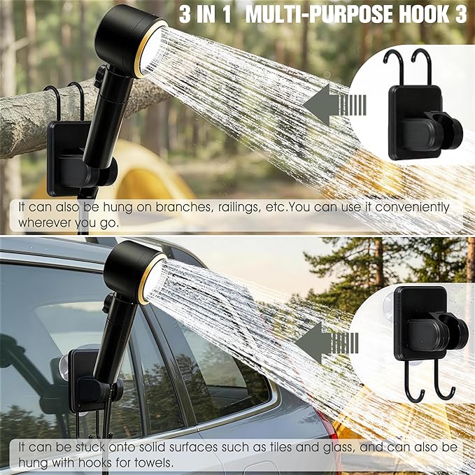 Portable Shower for Camping, 8000mAh Rechargeable Portable Camping Shower pump with 6.6 Gallons Foldable Bucket, 5 Speed & LED Display,Rinse Kit Portable Outdoor Camping Travel Shower head for Hiking