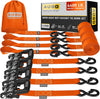 AUGO Heavy Duty Ratchet Straps & Soft Loops – Pack of 4 Extra Strong 1.5” by 10’ Ratchet Straps w/S-Hook Safety Latches & 4 Soft Loop Tie Downs – 4400Lb Break Strength for Motorcycles, ATVs, Etc.