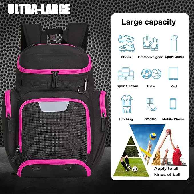 LARIPOP Basketball Backpack Bag with Ball Compartment Ventilated Shoe Compartment for Men Youth Soccer Volleyball Training