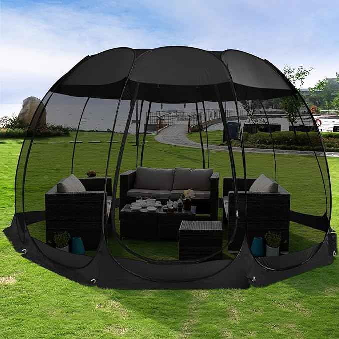 Alvantor Pop Up Screen House Gazebo with Mosquito Netting, Instant UV Resistant Sun Shelter for Patio & Backyard, Portable Canopy Tent for 2-10 Person