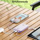 Portable Charger 20000mAh 30W Fast Charging, Power Bank with Built-in Cables & LED Display, USB C Battery Pack for iPhone 16/15/14, Samsung, iPad and Android Phones, Ideal for Travel -Purple