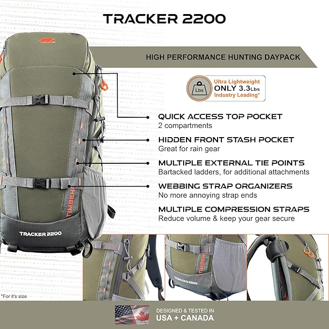 Hunting Backpack with Rifle Gun & Bow Holder Hunting Daypack compatible with YKK Zippers & Buckles, Waterproof Lightweight Tactical Backpack with Rain Cover, Durable, Comfort