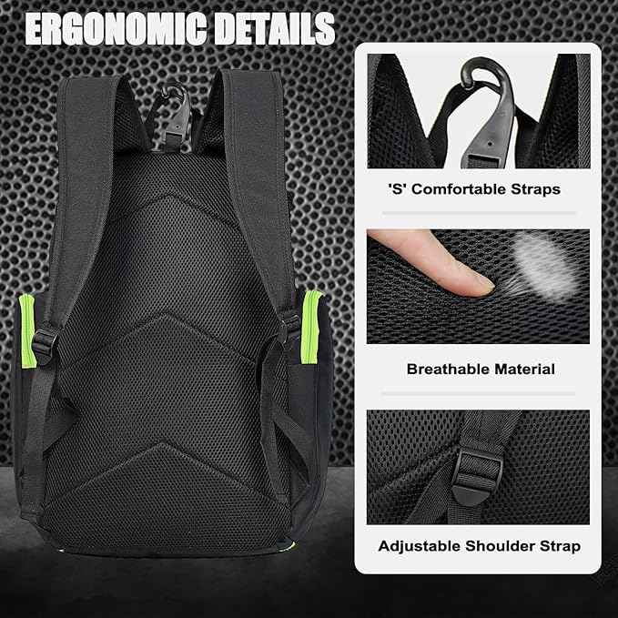 LARIPOP Basketball Backpack Bag with Ball Compartment Ventilated Shoe Compartment for Men Youth Soccer Volleyball Training