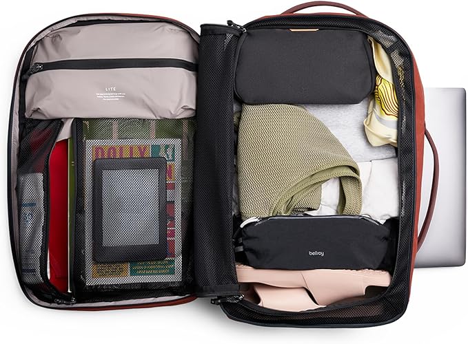 Bellroy Lite Travel Pack 30L (carry-on backpack, travel pack with laptop pocket, interior packing cells and tuck-away straps) - Clay