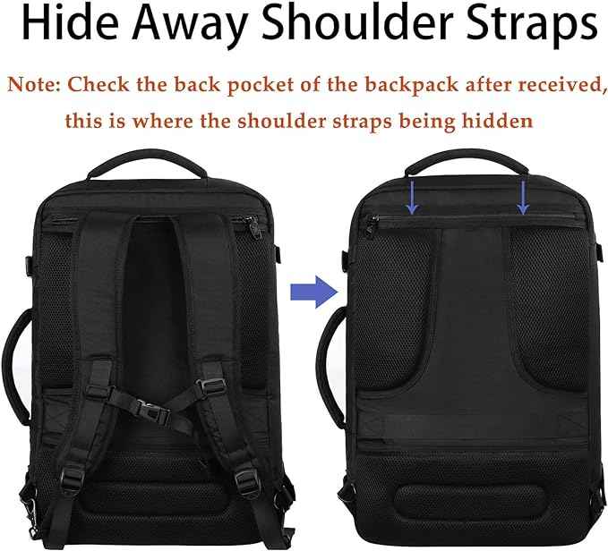 MATEIN Carry on Backpack, Extra Large Travel Backpack Expandable Airplane Approved Weekender Bag for Men and Women, Water Resistant Lightweight Daypack for Flight 40L, Black