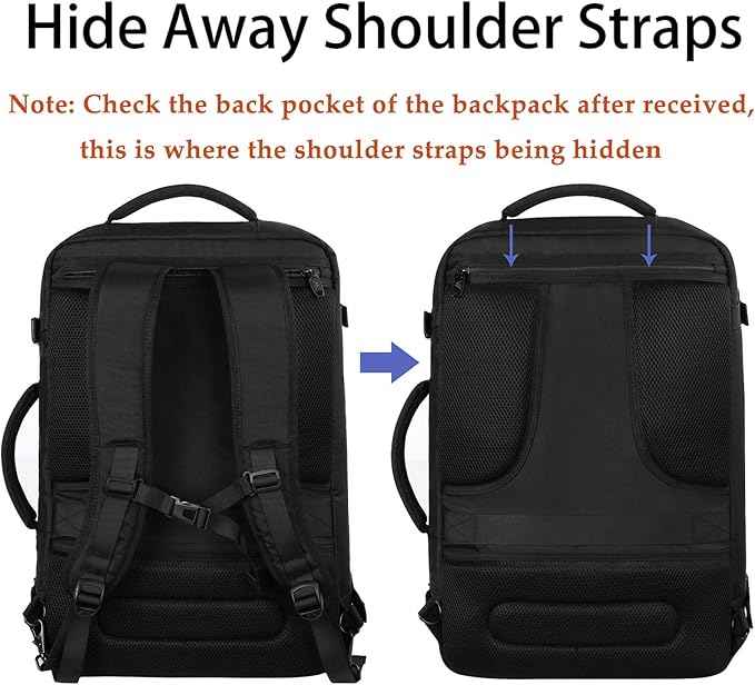 MATEIN 45L Travel Backpack, Large Carry on Backpack for Men Women, Water Resistant Lightweight Expandable Daypack, Business Weekender Backpacks, Gifts for People who Travel, Black
