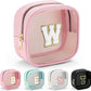 YOOLIFE Initial Make Up Bag Travel Toiletry Bag, Clear Makeup Bag Preppy Cosmetic Bags Organizer Travel Essentials Gifts for Women Teen Girlfriend Teacher Mom Birthday Mothers Day Gifts