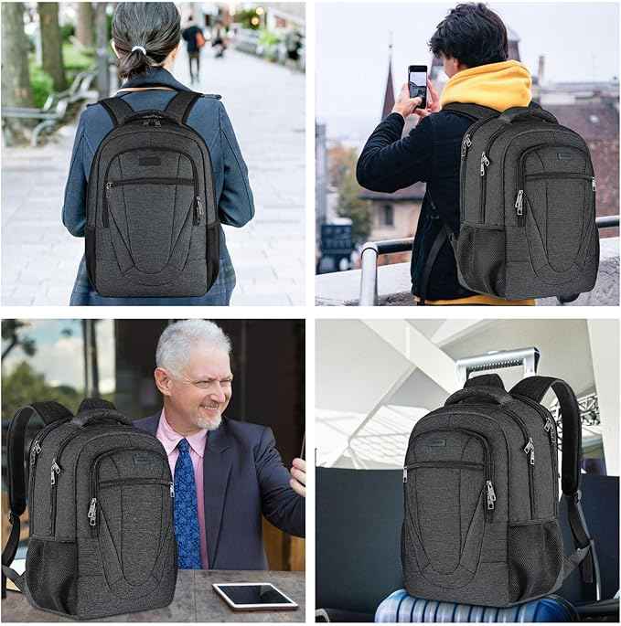 BIKROD Travel Laptop Backpack for Men and Women, Backpacks for School Teen Boys, Business Anti Theft Slim Sturdy Back Pack Adult Computer Bag Gift 15.6 IN Laptop, Black