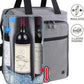 ALLCAMP 6 Bottle Wine Gift Bag - Insulated Tote Cooler, Adjustable Strap, Includes 6 Wine Glasses, Napkins & Corkscrew, Portable Travel Gifting(Gray)