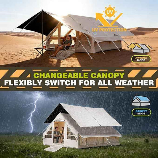Inflatable Camping Tents 8-10 Person,129 Square Feets Large Inflatable Camping Tent with Stove Jack,Blow up Tent with Mesh Windows & Pump