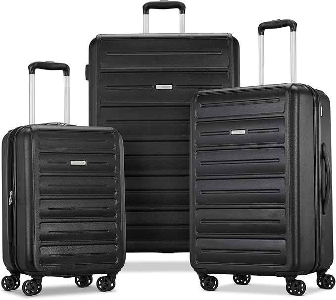 American Tourister Westridge Hardshell Luggage Set - 3 Piece Set - 20" Carry-On, 24” & 28” Checked Luggage Set with 360° Spinner Wheels - Expandable Suitcases for Extended Travel - Black