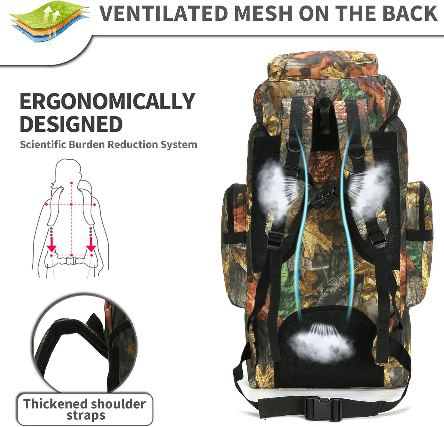King'sGuard 70L Camping Hiking Backpack Tactical Backpack Military Molle Rucksack Backpack for Outdoor - Roamly
