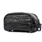 10" Premium Leather Toiletry Travel Pouch With Waterproof Lining | King-Size Handcrafted Vintage Dopp kit By Aaron Leather Goods (Grease Black) - Roamly